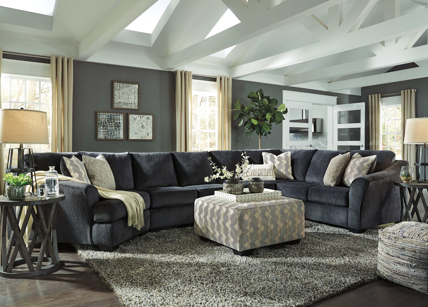 Eltmann Slate 4pc Sectional Sofa w/ LAF Cuddler