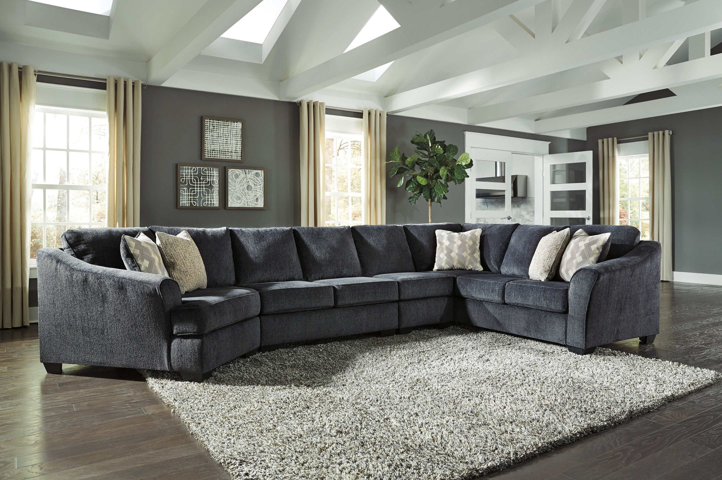 Eltmann Slate 4pc Sectional Sofa w/ LAF Cuddler