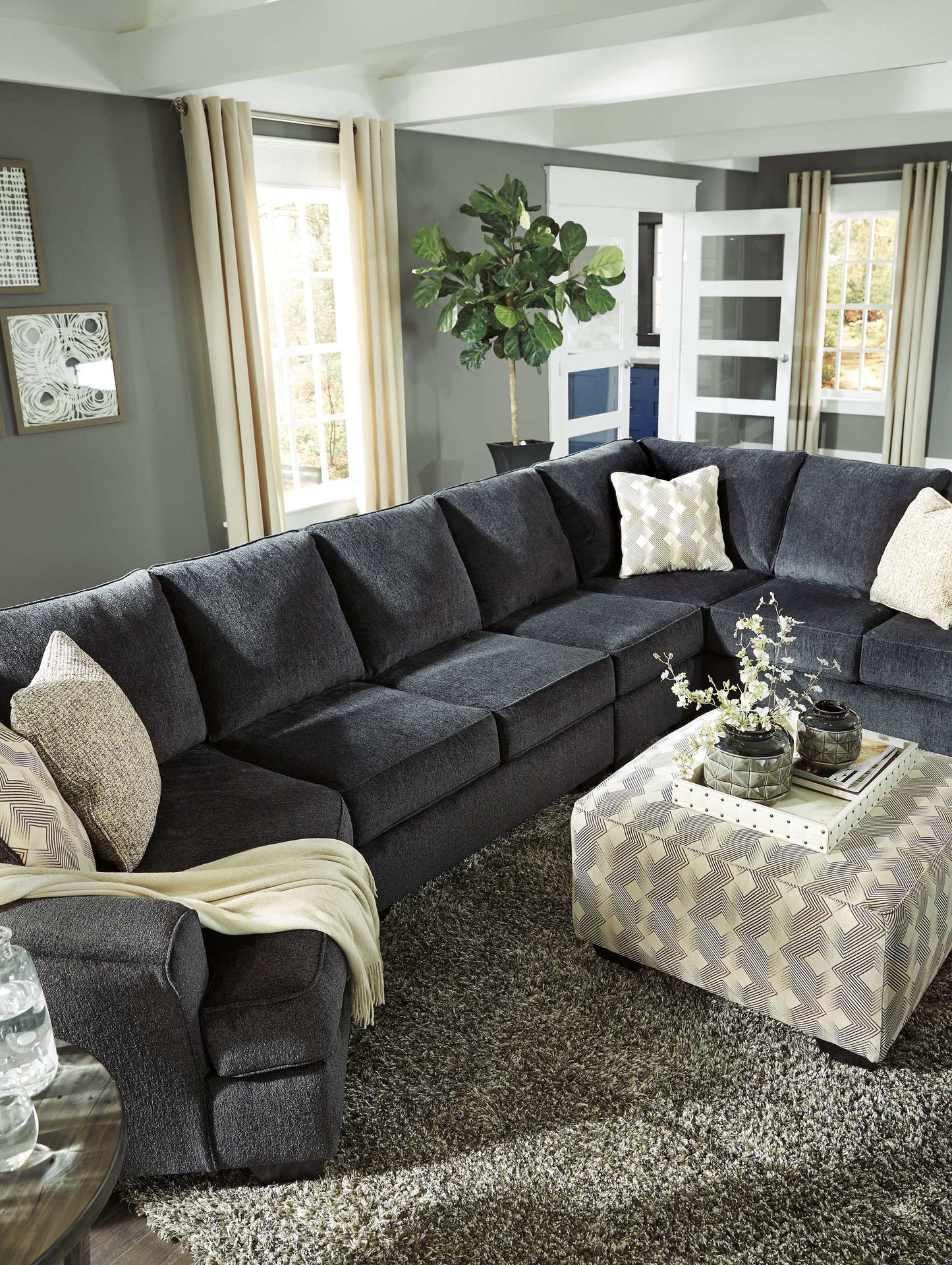 Eltmann Slate 4pc Sectional Sofa w/ LAF Cuddler