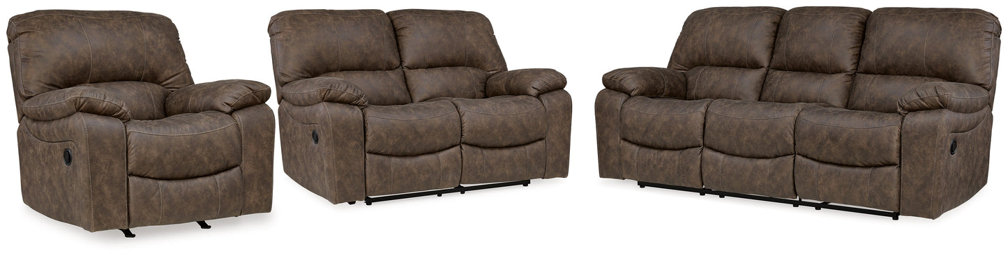 Kilmartin Brown Reclining Sofa, Loveseat and Recliner