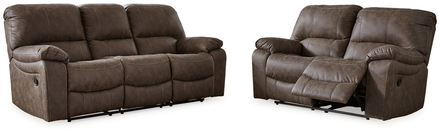 Kilmartin Brown Reclining Sofa and Loveseat