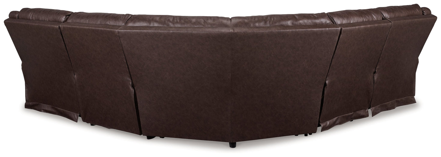 Punch Up Walnut 5-Piece Power Reclining Sectional