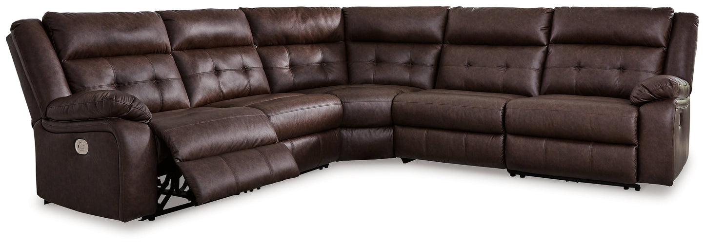 Punch Up Walnut 5-Piece Power Reclining Sectional