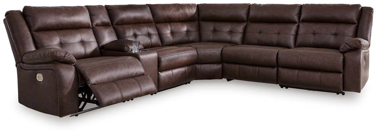 Punch Up Walnut 6-Piece Power Reclining Sectional