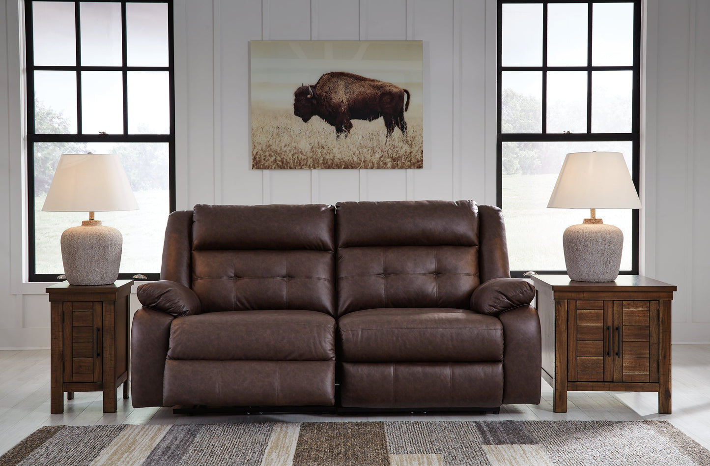 Punch Up Walnut 2-Piece Power Reclining Sectional Loveseat