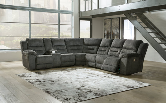 Nettington Smoke 4-Piece Power Reclining Sectional