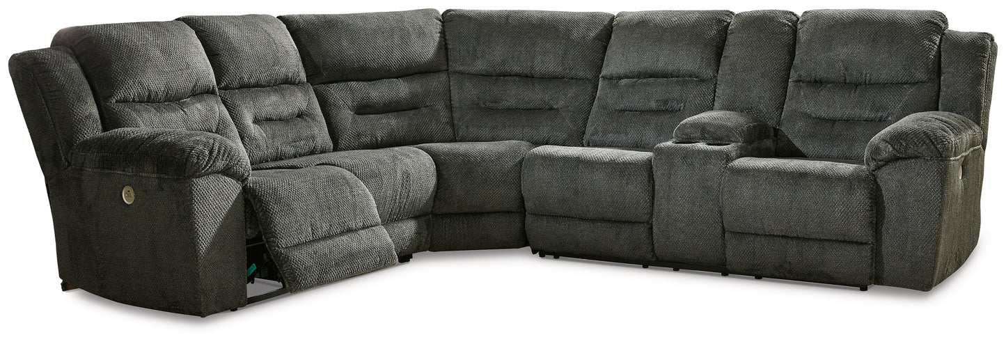 Nettington Smoke 3pc Power Reclining Sectional