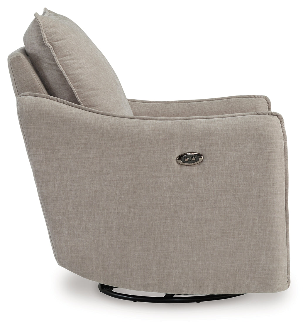 McBurg Taupe Swivel Power Recliner