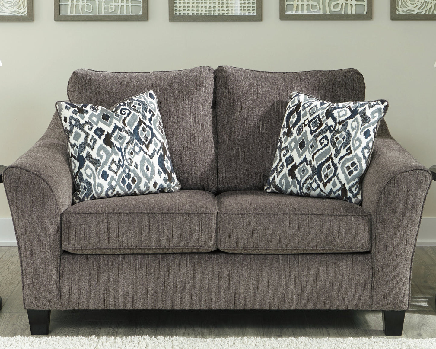 Nemoli Gray Loveseat, Chair, and Ottoman