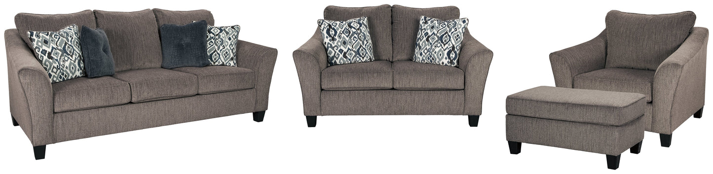 Nemoli Gray Sofa, Loveseat, Oversized Chair and Ottoman