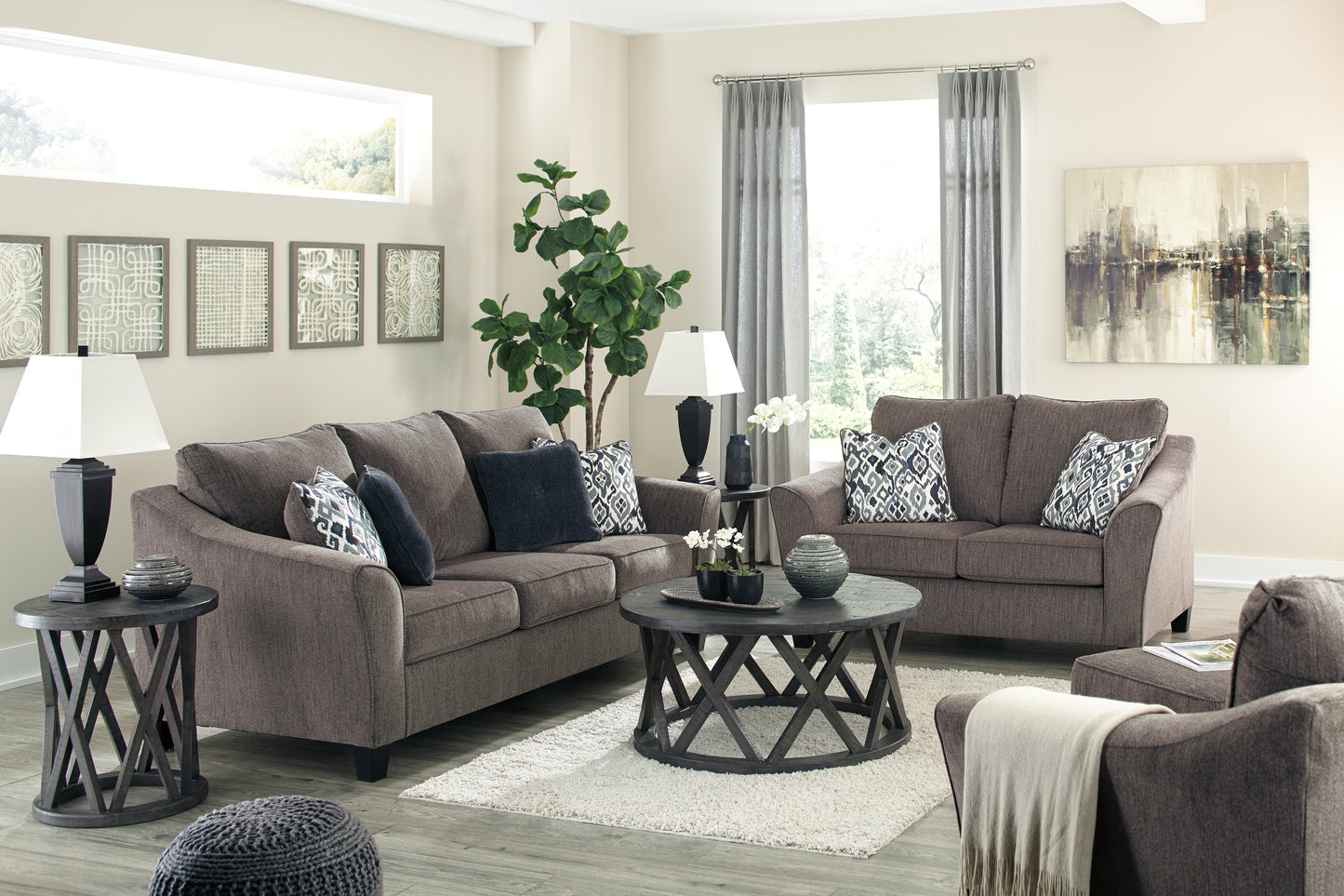 Nemoli Gray Sofa, Loveseat, Oversized Chair and Ottoman