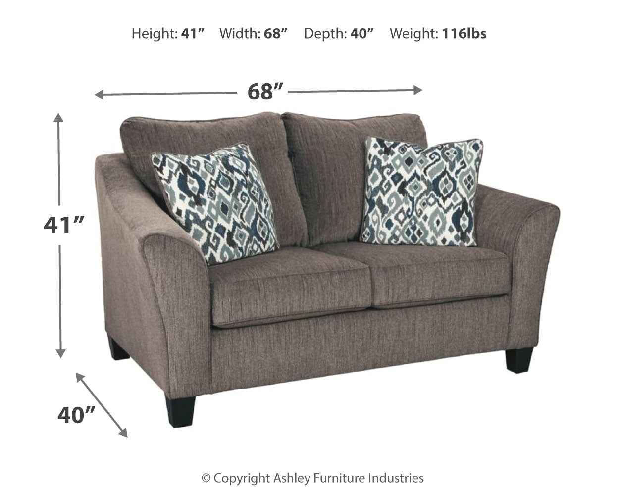 Nemoli Gray Loveseat, Chair, and Ottoman