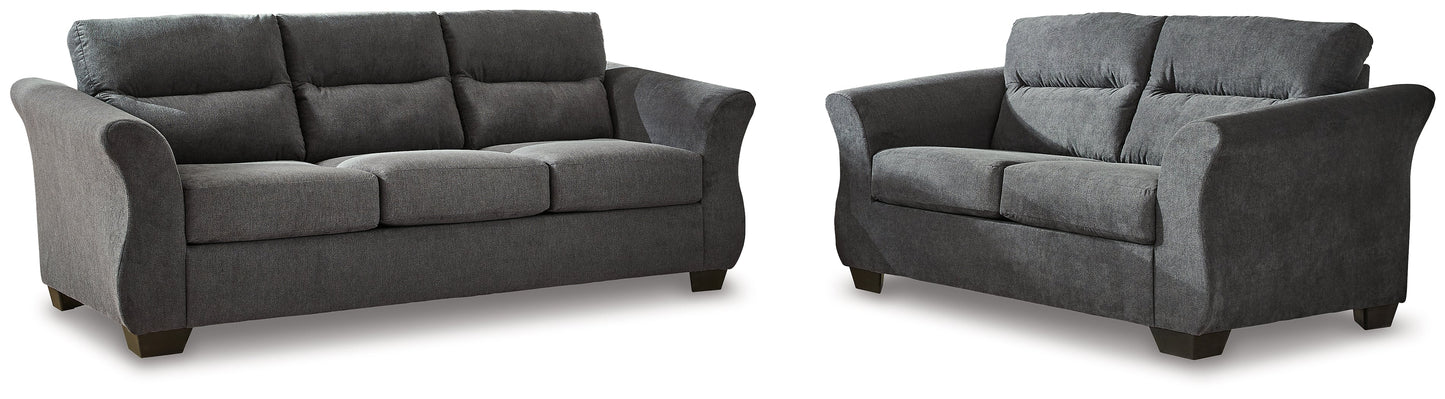 Miravel Gunmetal Sofa and Loveseat