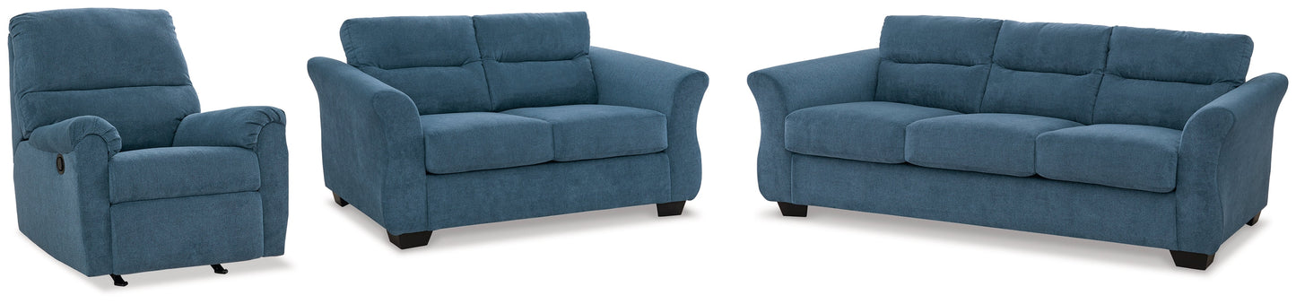 Miravel Indigo Sofa, Loveseat and Recliner