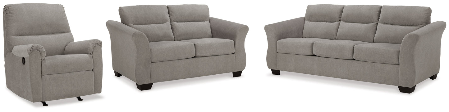 Miravel Gray Sofa, Loveseat and Recliner