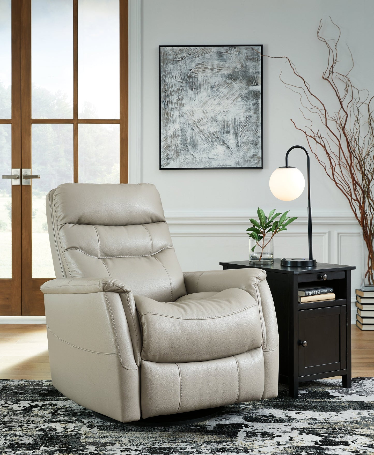 Riptyme Dove Gray Swivel Glider Recliner