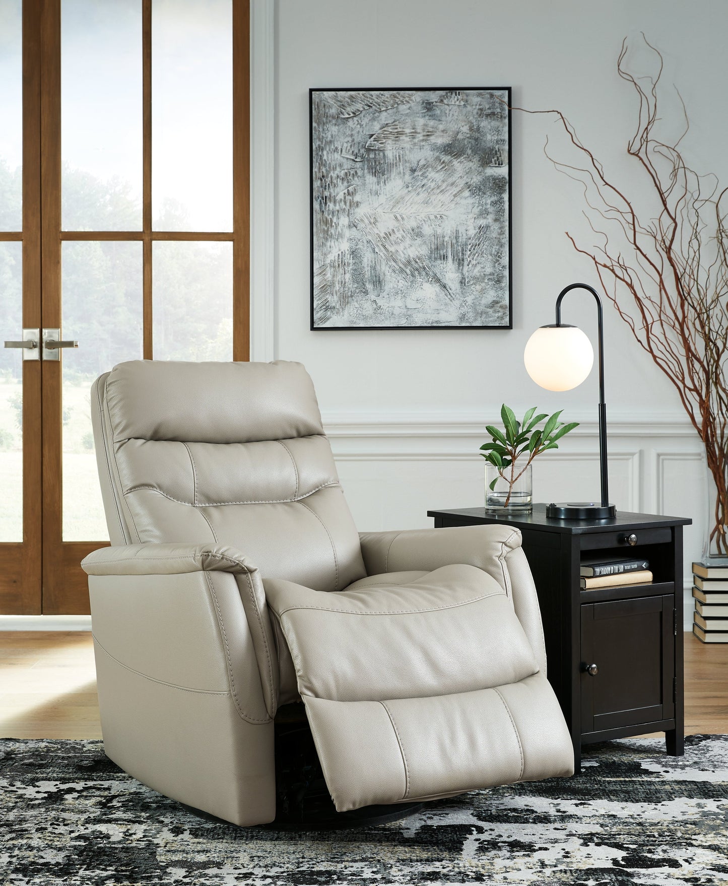 Riptyme Dove Gray Swivel Glider Recliner