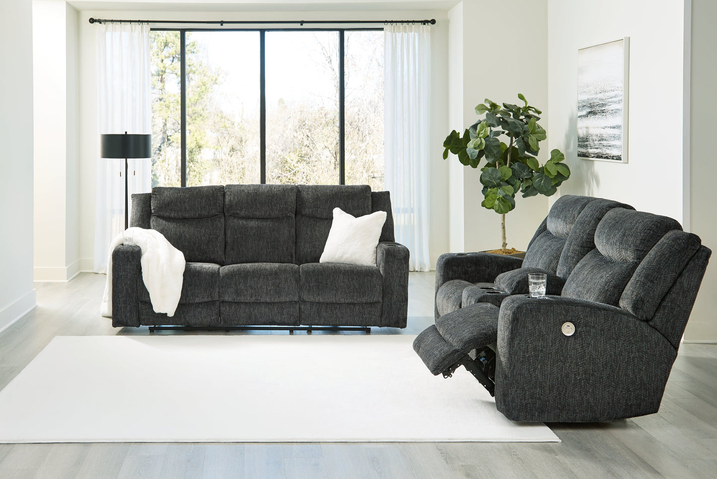 Martinglenn Ebony Power Reclining Sofa and Loveseat