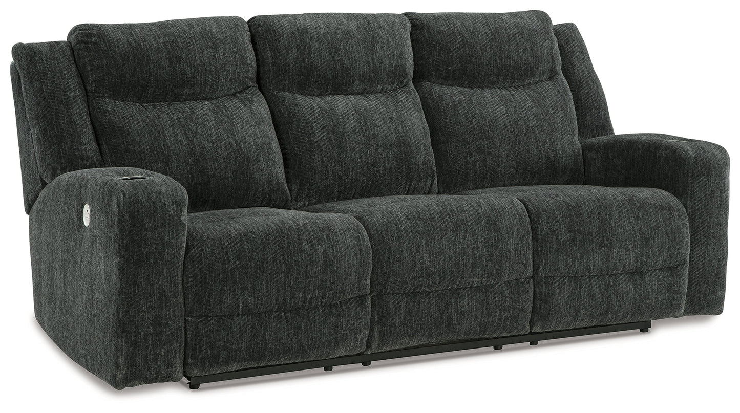 Martinglenn Ebony Power Reclining Sofa with Drop Down Table