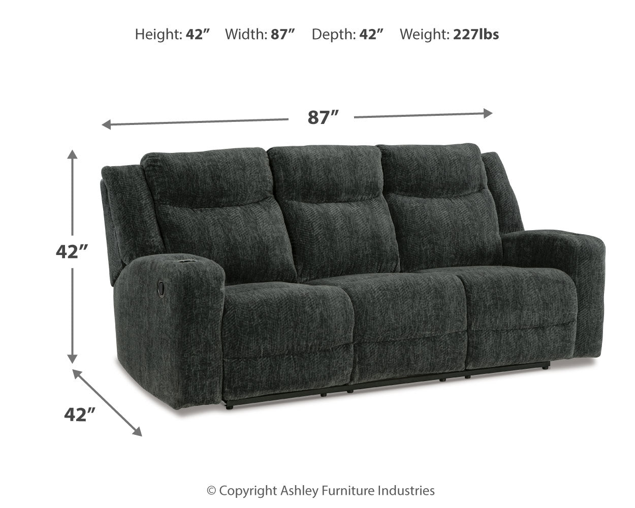 Martinglenn Ebony Reclining Sofa, Loveseat and Recliner