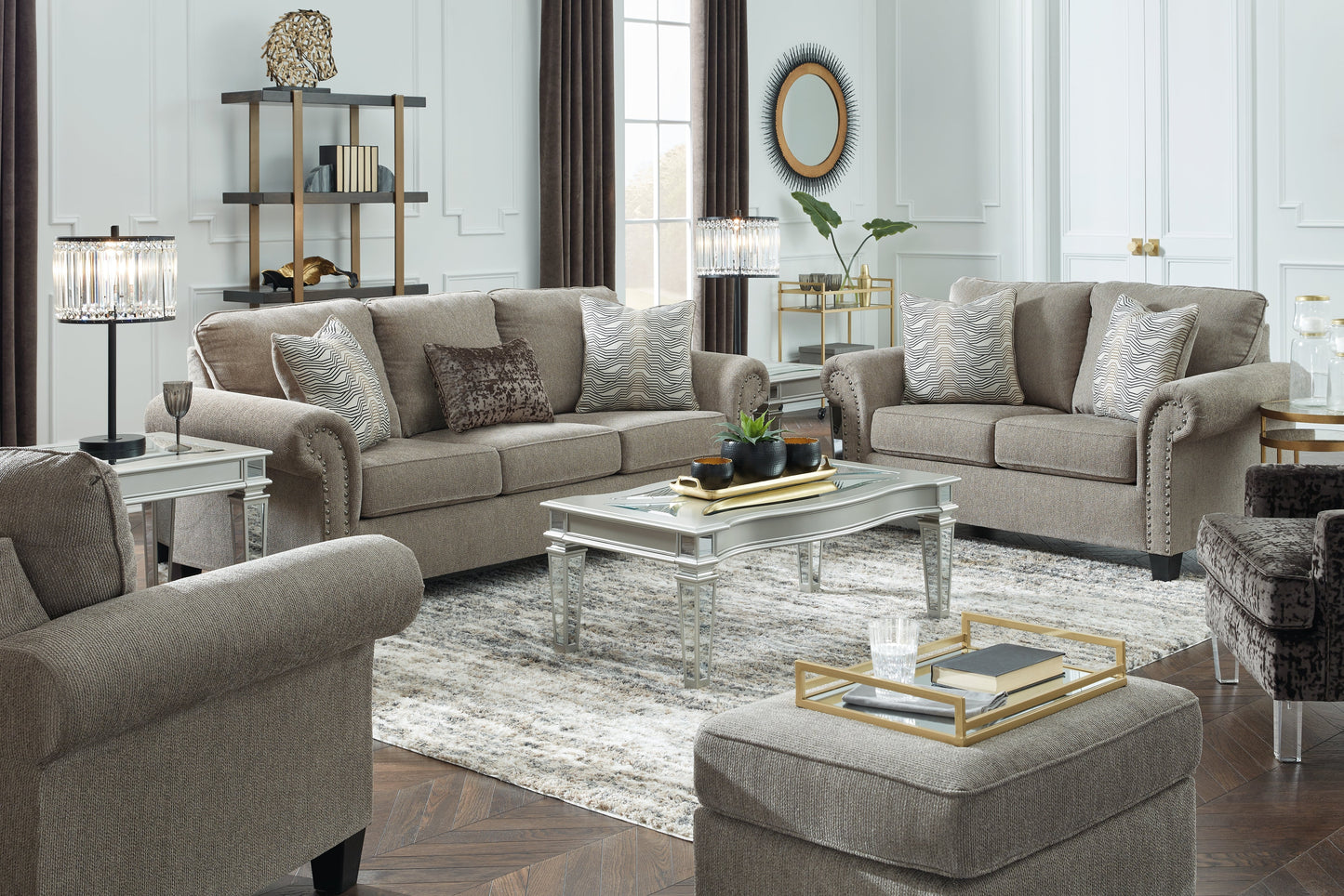 Shewsbury Pewter Sofa, Loveseat, Chair and Ottoman