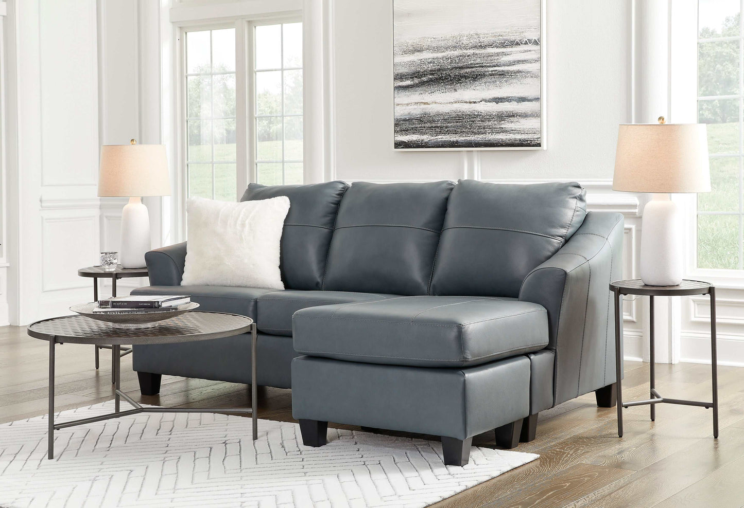 Genoa Leather L Shape RAF Chaise Sofa