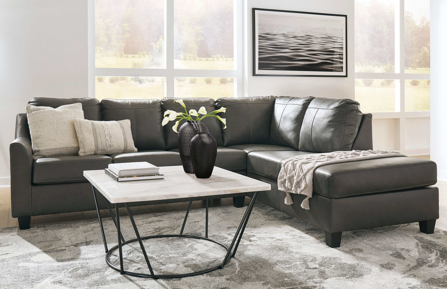 Valderno Fog 2pc Sectional Sofa w/ Chaise