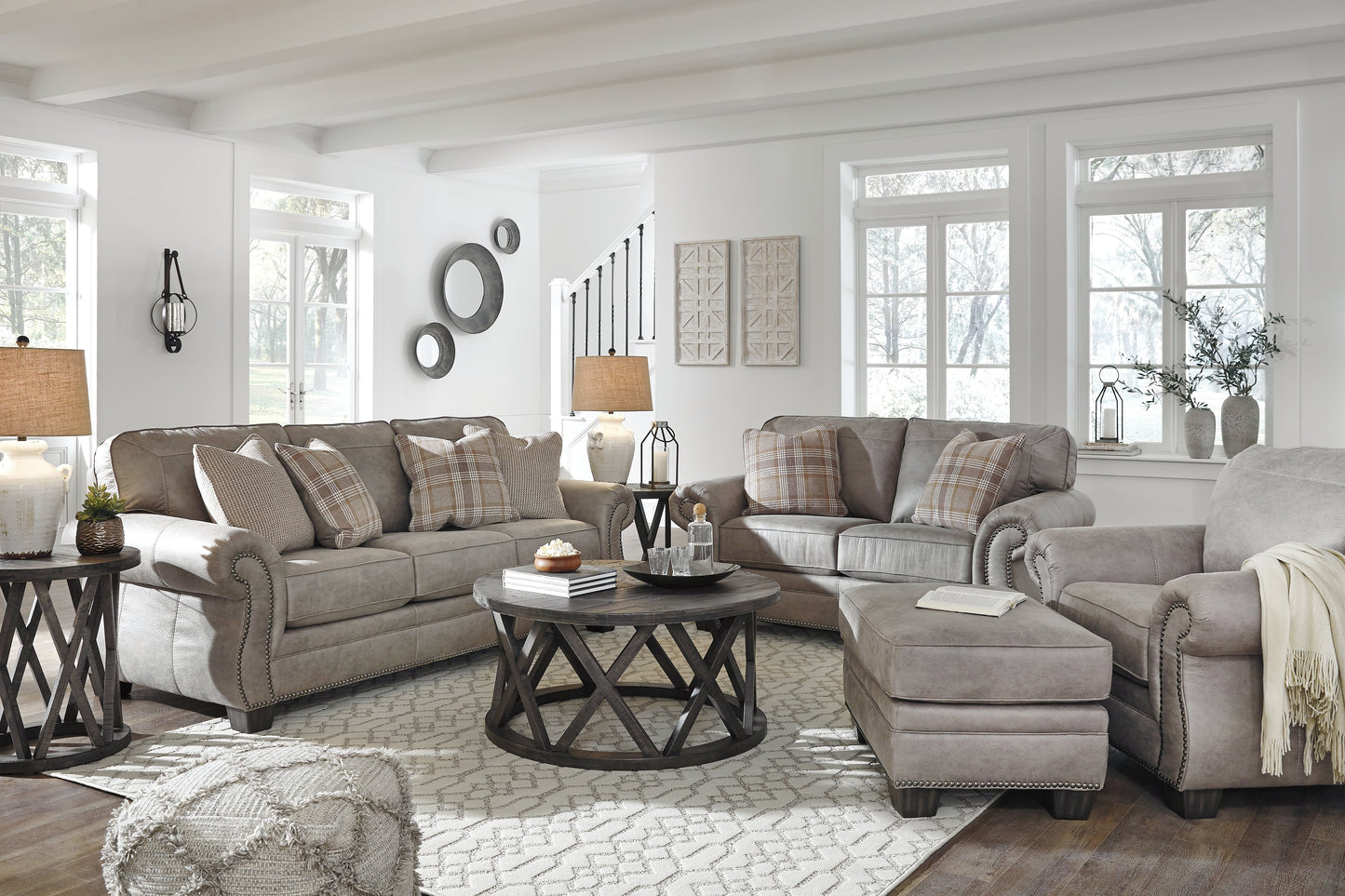 Olsberg Steel Sofa and Loveseat with Chair and Ottoman