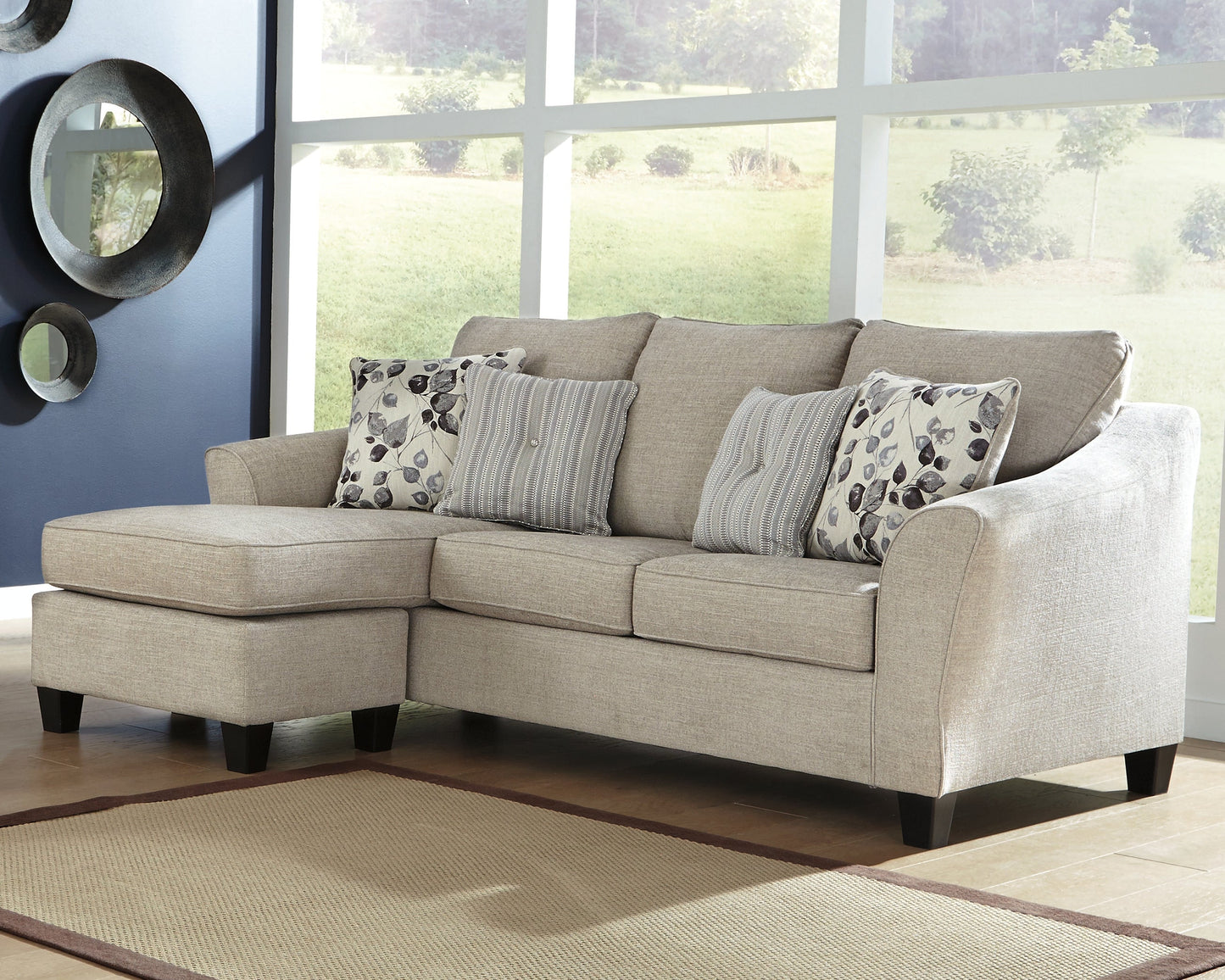 Abney Driftwood Sofa Chaise, Chair, and Ottoman