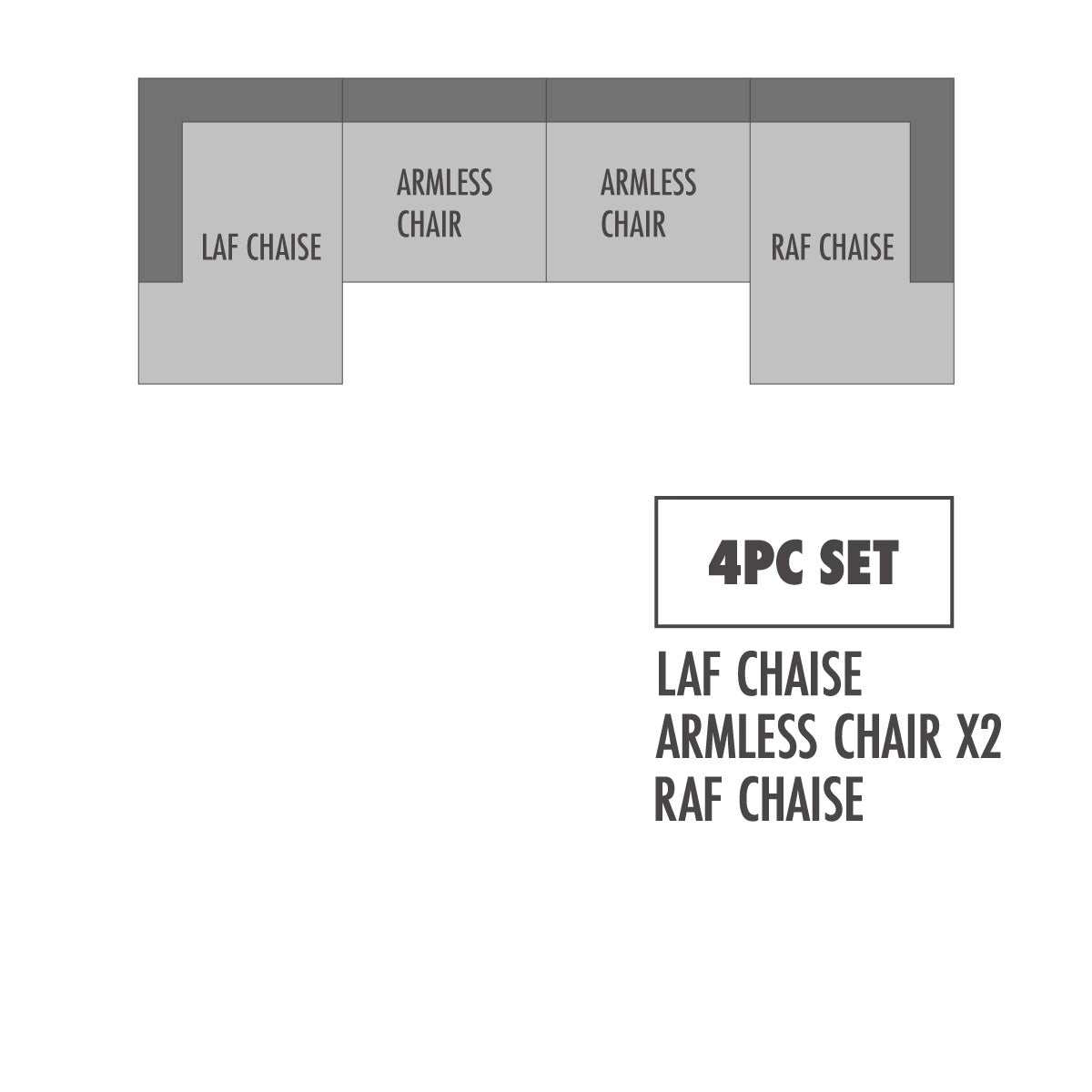 Raeanna Storm U Shape Double Chaise Sectional / 4pc