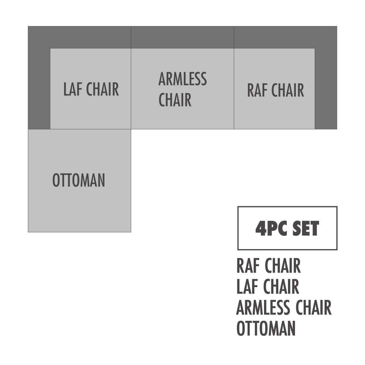 Allena Gunmetal Modular Sectional Sofa w/ Ottoman