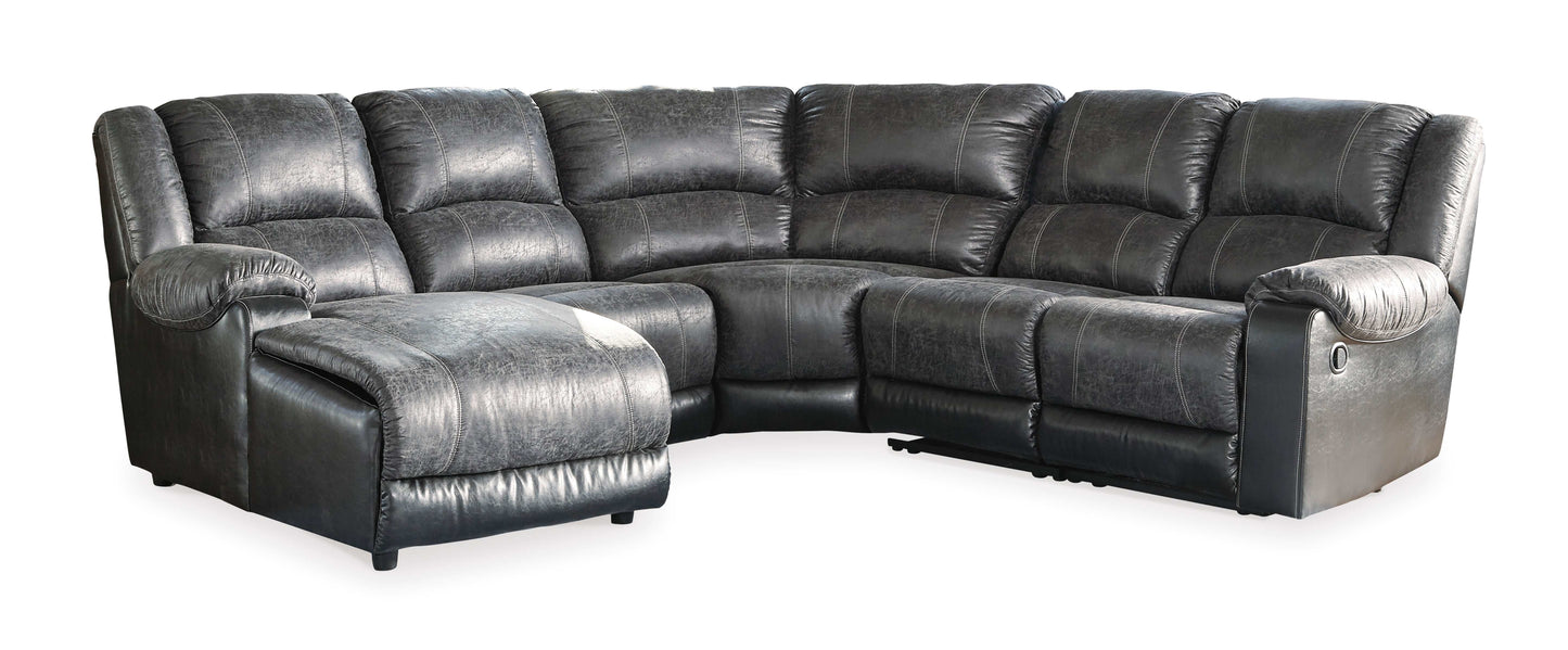 Nantahala Slate 5pc Manual Reclining Sectional w/ Chaise