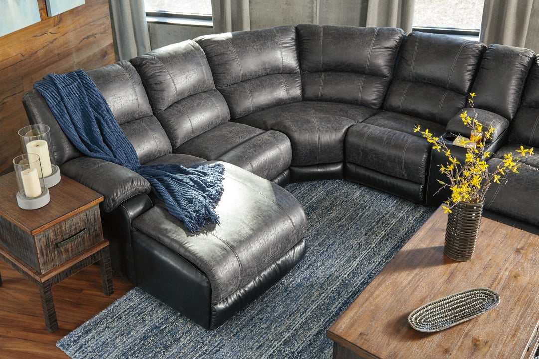 Nantahala Slate 6pc Manual Reclining Sectional w/ Chaise & Console