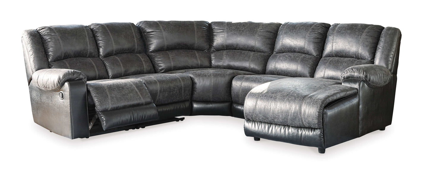 Nantahala Slate 5pc Manual Reclining Sectional w/ Chaise