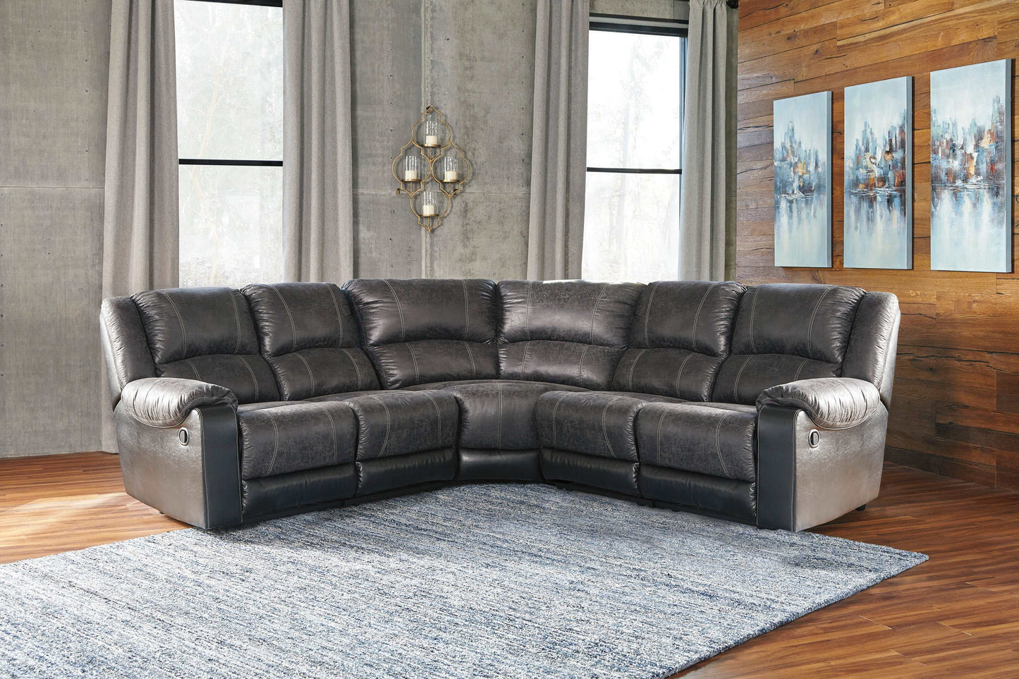 Nantahala Slate 5pc Manual Reclining Sectional