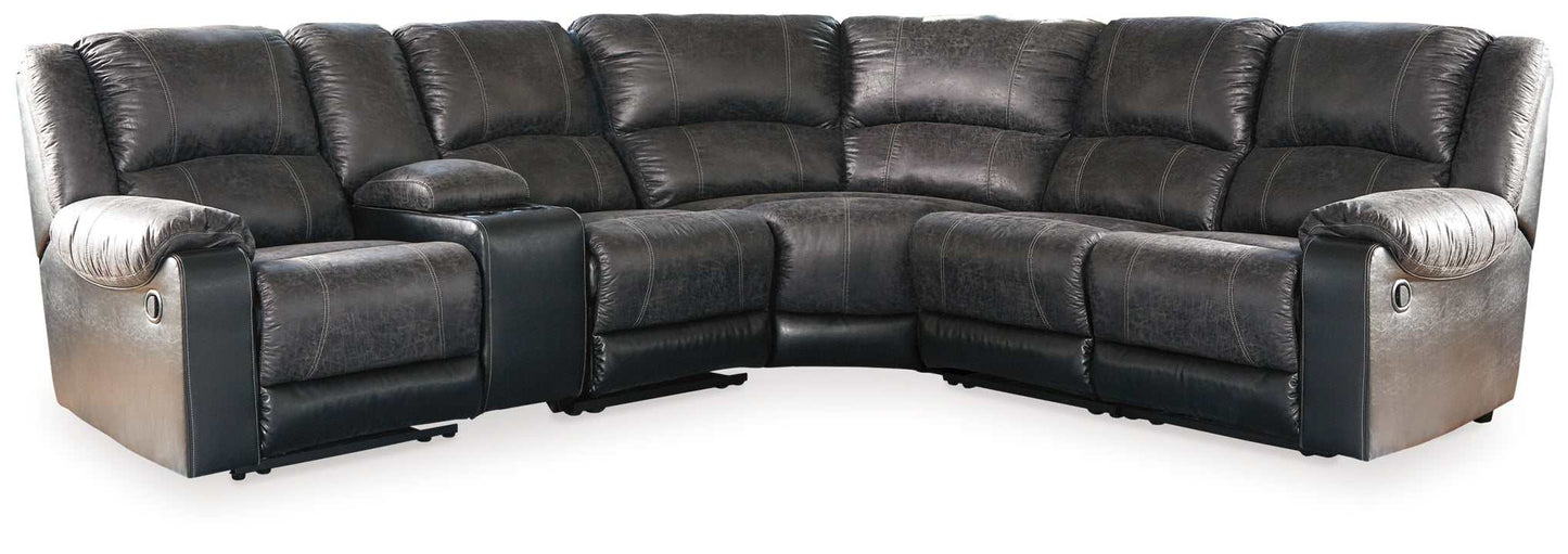 Nantahala Slate 6pc Manual Reclining Sectional w/ Storage Console