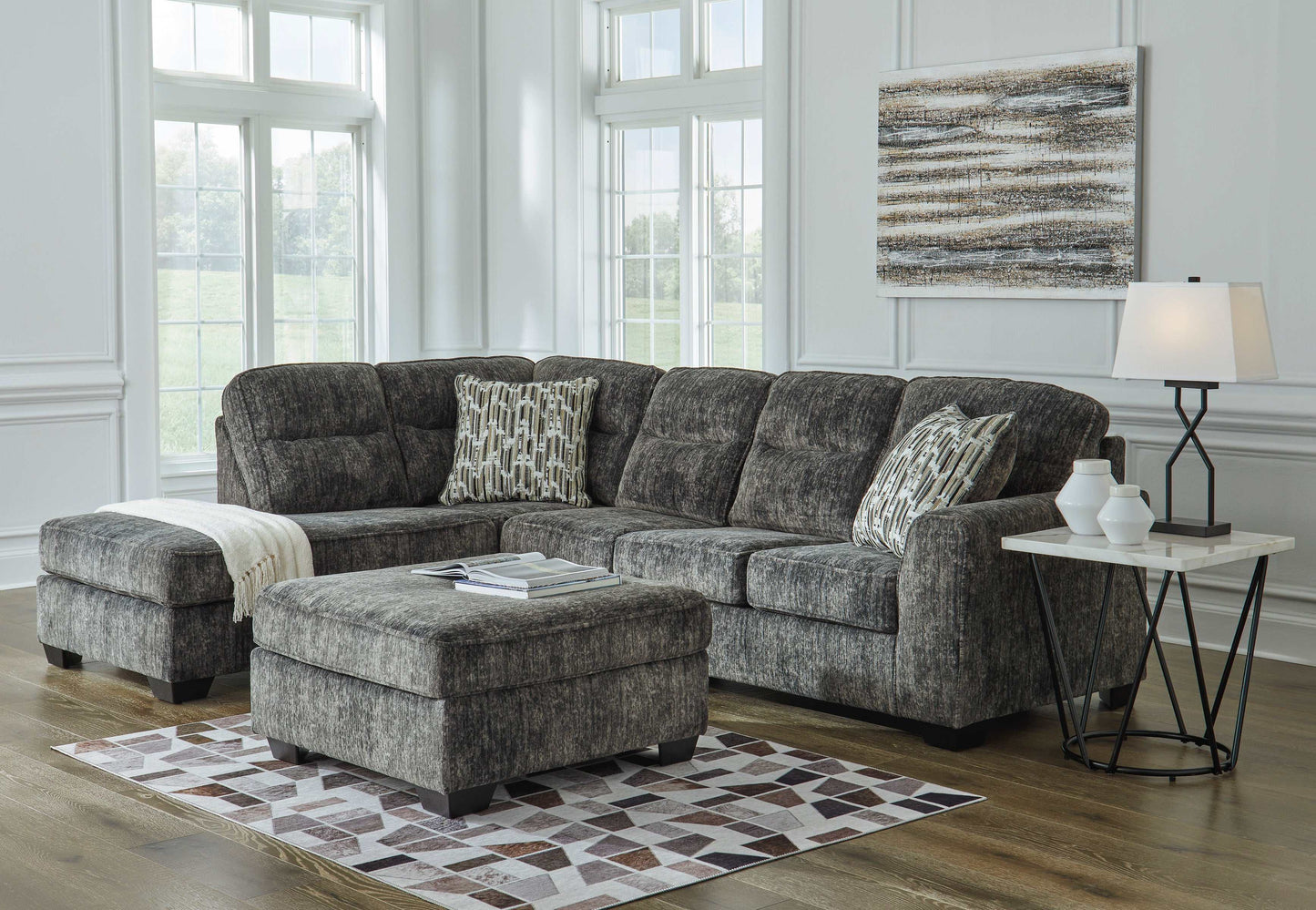 Lonoke Gunmetal 2pc LAF Chaise Sectional