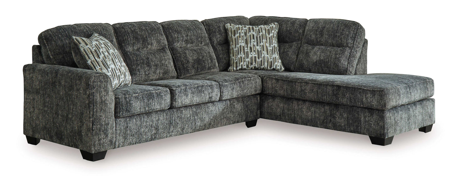 Lonoke Gunmetal 2pc RAF Chaise Sectional