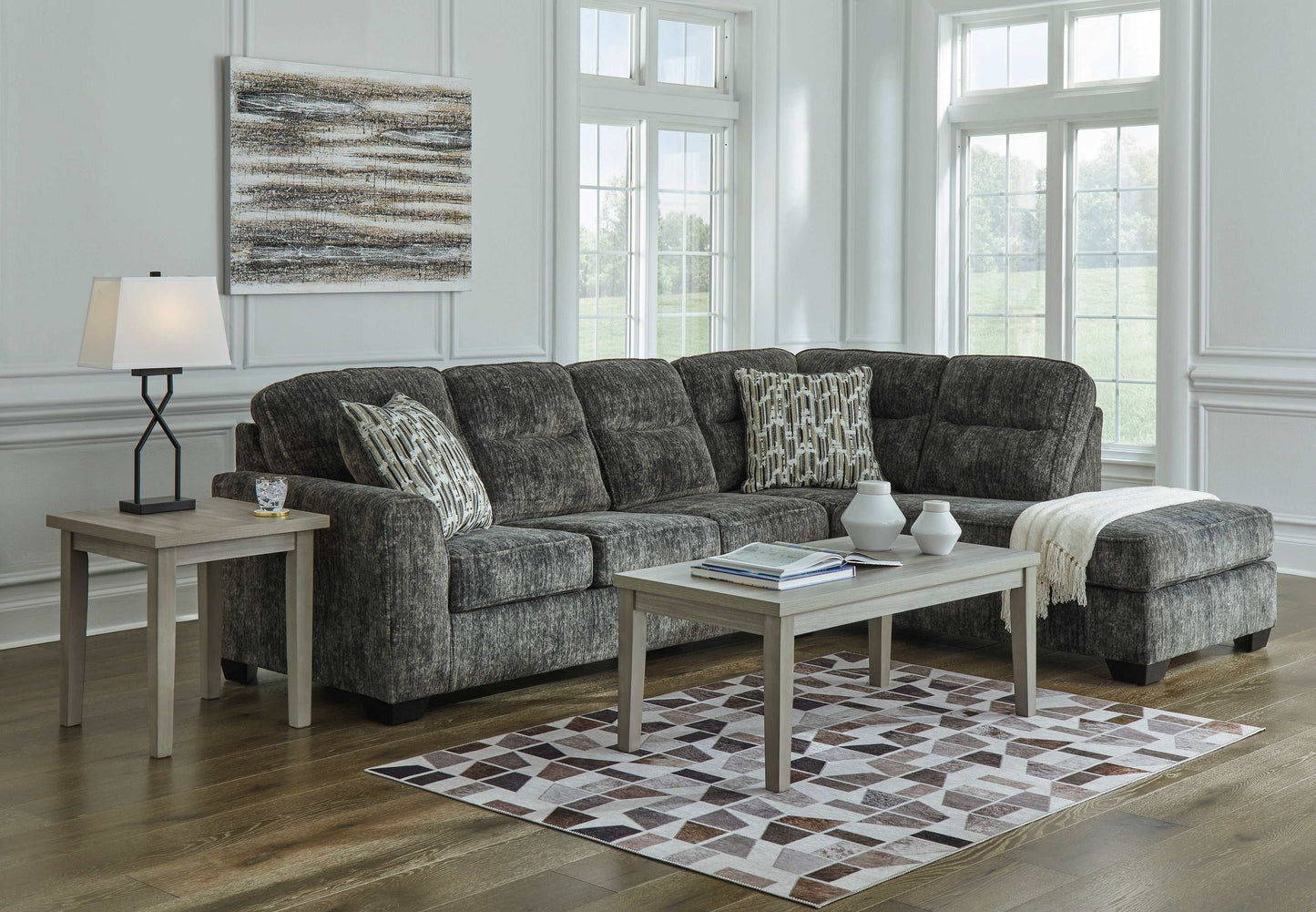 Lonoke Gunmetal 2pc RAF Chaise Sectional