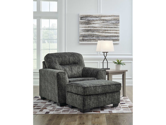 Lonoke Gunmetal Oversized Chair & Ottoman