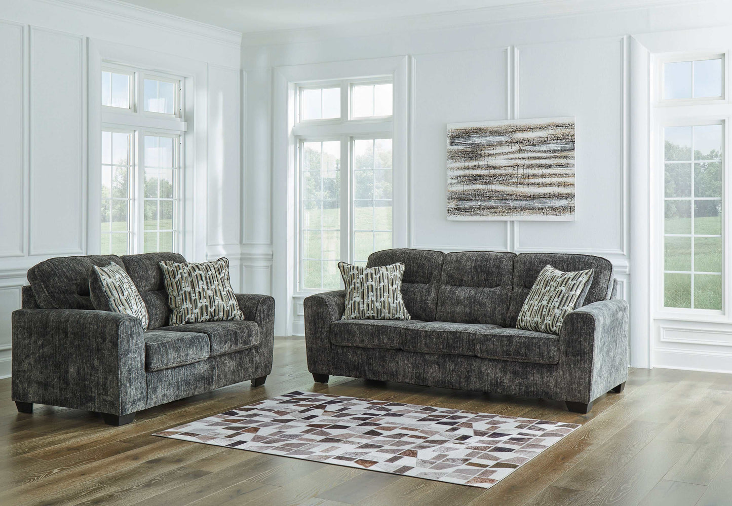Lonoke Gunmetal Living Room Set / 2pc