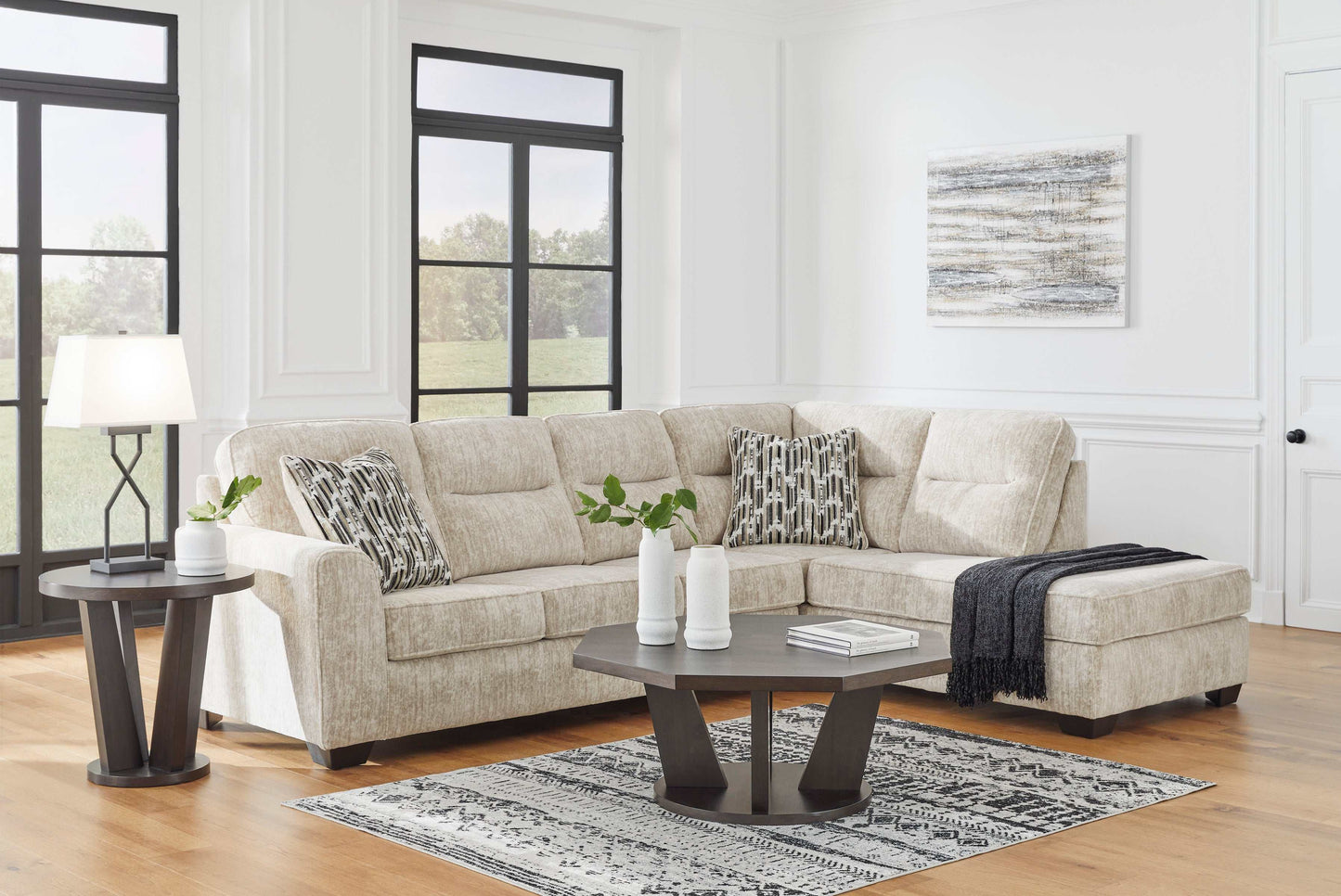 Lonoke Parchment 2pc RAF Chaise Sectional
