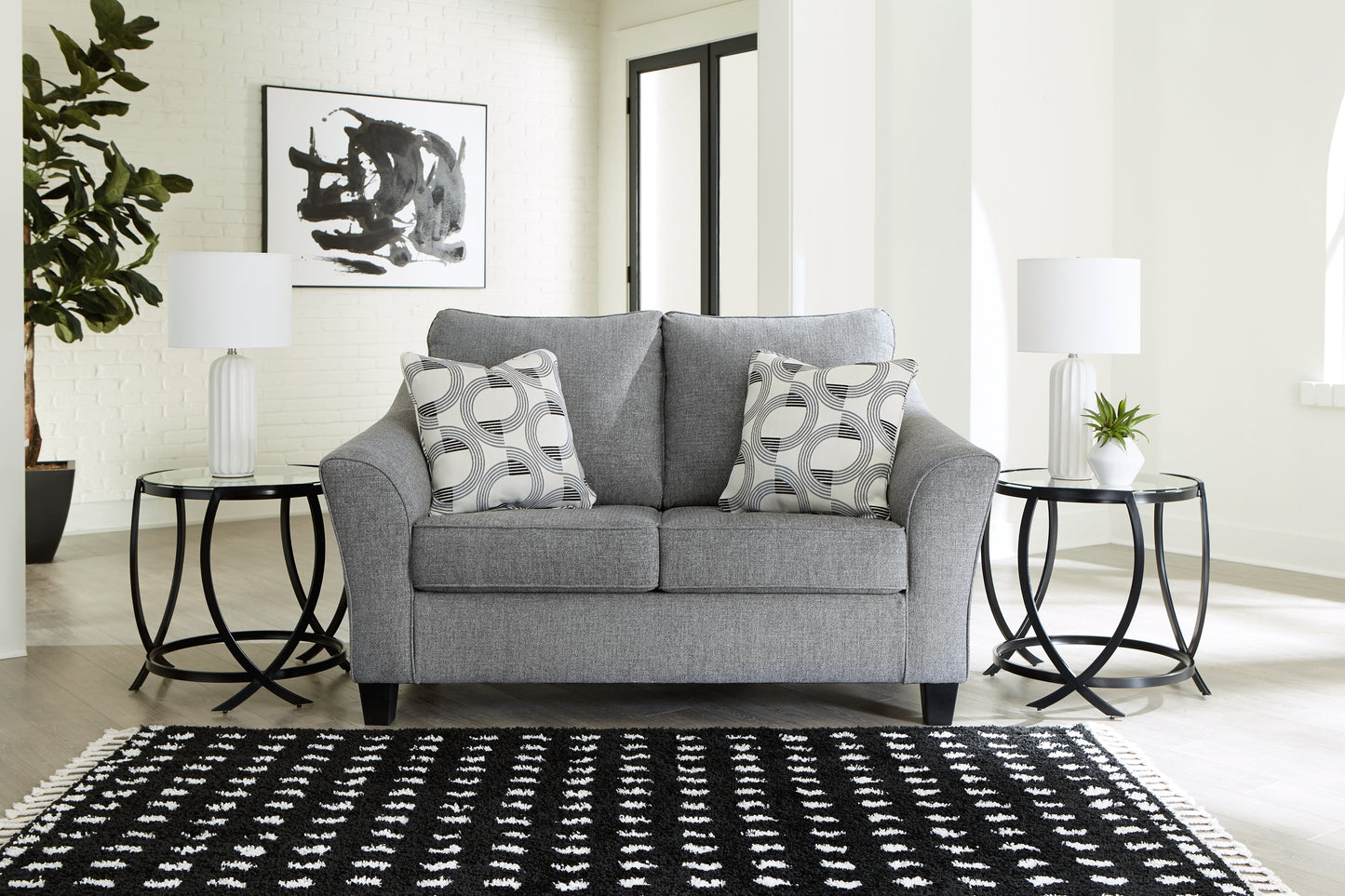 Mathonia Smoke Sofa and Loveseat