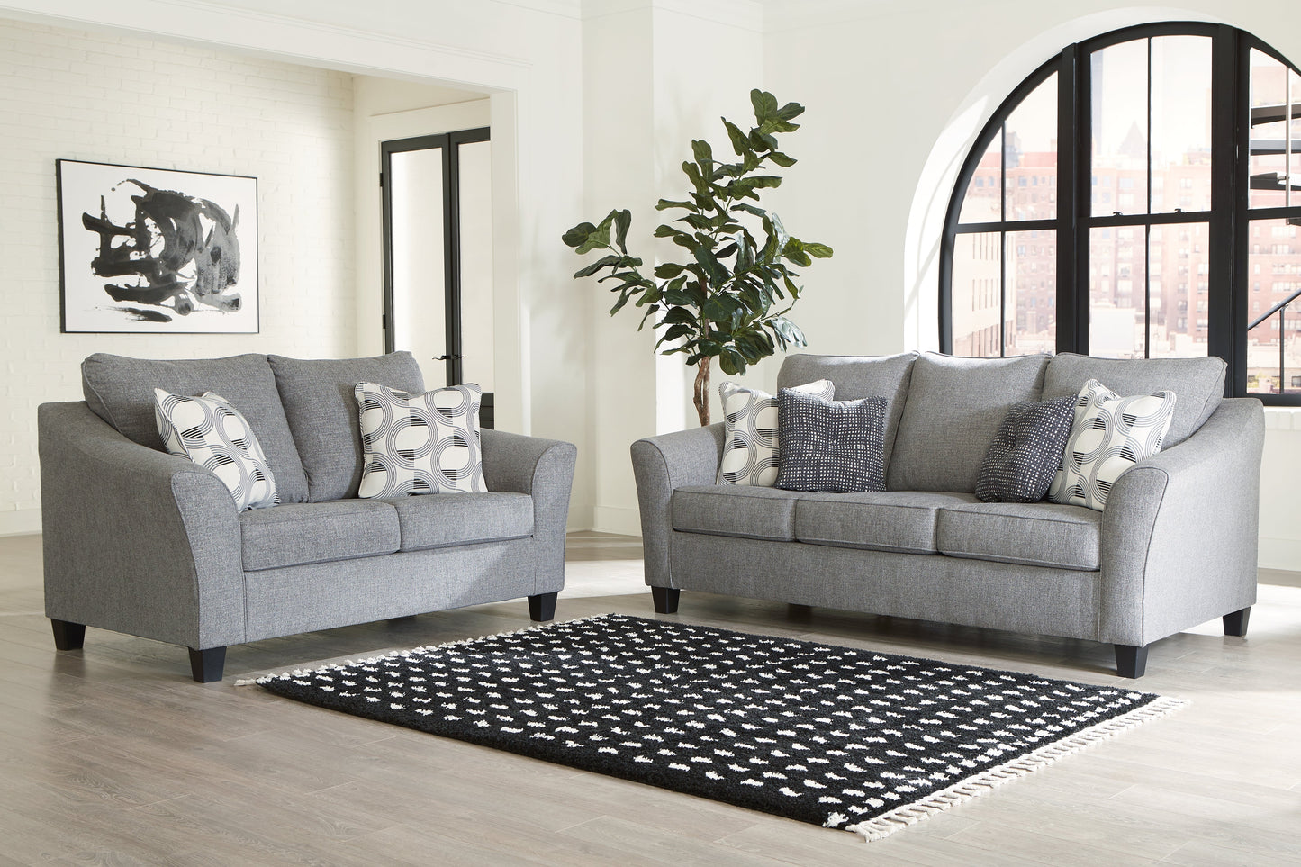 Mathonia Smoke Sofa and Loveseat