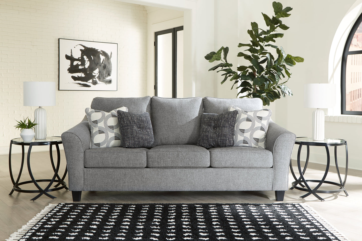 Mathonia Smoke Sofa and Loveseat