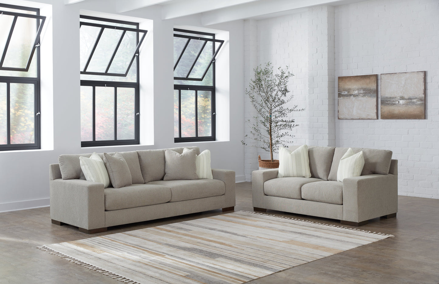 Maggie Flax Sofa and Loveseat