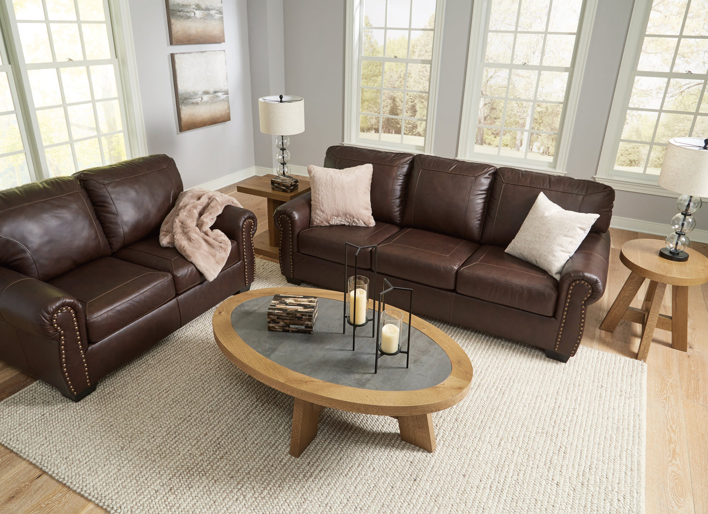 Colleton Brown Sofa and Loveseat