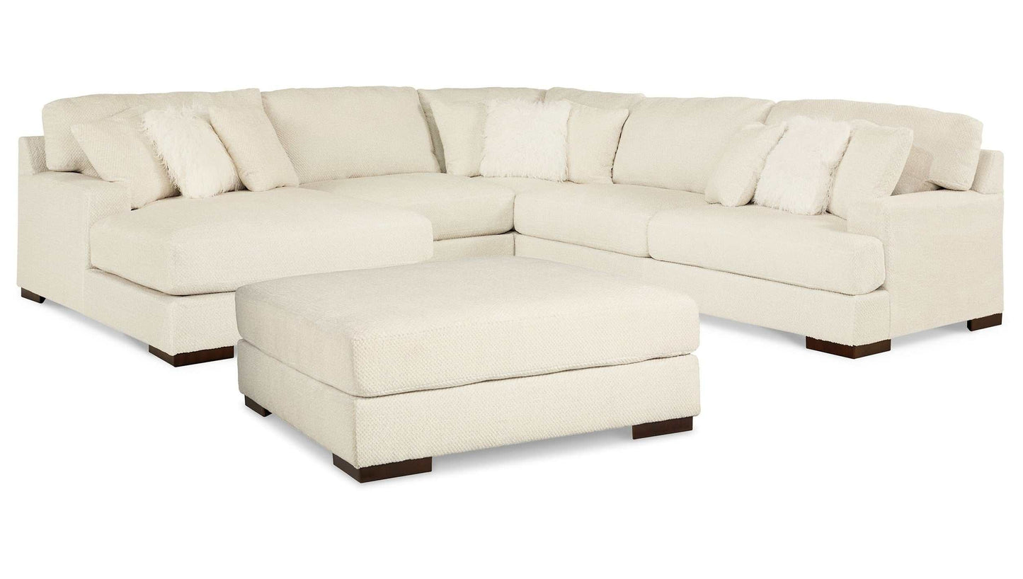 Zada Ivory 4pc LAF Chaise Sectional