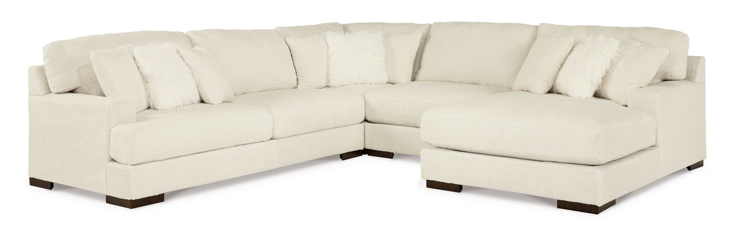 Zada Ivory 4pc RAF Chaise Sectional