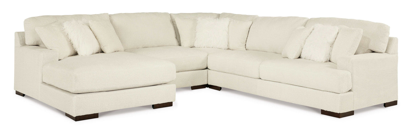 Zada Ivory 4pc LAF Chaise Sectional